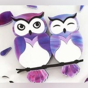 Deer Arrow "Owl Pair" Acrylic Brooch (Retired)